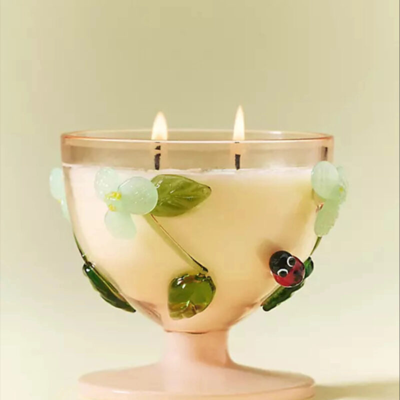 Vine Floral Wildflower Bouquet Glass Candle