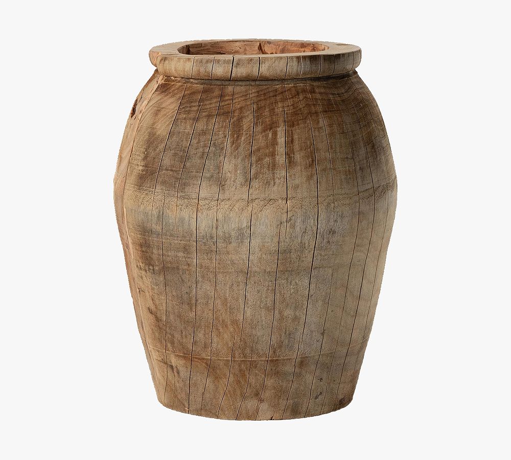 Vintage Reclaimed Wood Vase, 16.5