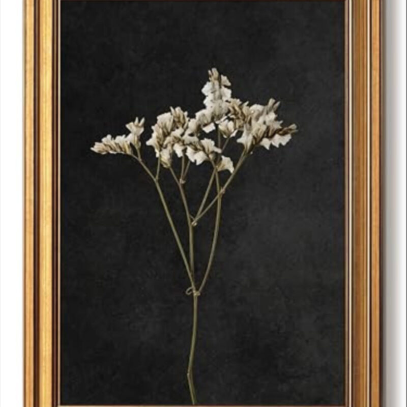 Vintage Gold Framed Wall Art, Retro Dark Dried Flower Paintings, Moody Floral Pictures Wall Decor, Victorian Canvas Prints, Botanical Artwork for Living Room Bedroom Home Decor, 12x16 Inch