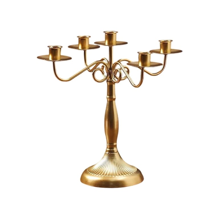 Vintage Iron Candelabra, Five Arm Candlestick, Elegant Dining Table Candlelight Centerpiece Decor...