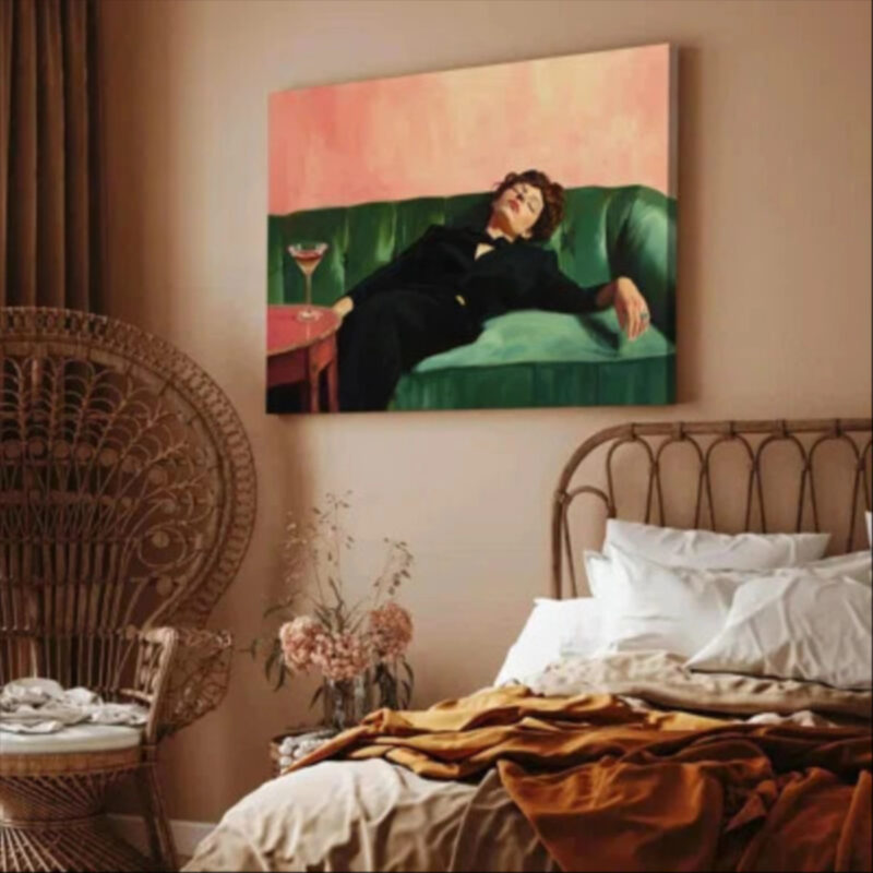 Vintage Woman Wall Art Funky Victorian Lady Lying On Couch Canvas Prints Moody Painting Poster Eclectic Aesthetic Wall Decor Picture Home Decor For Gi