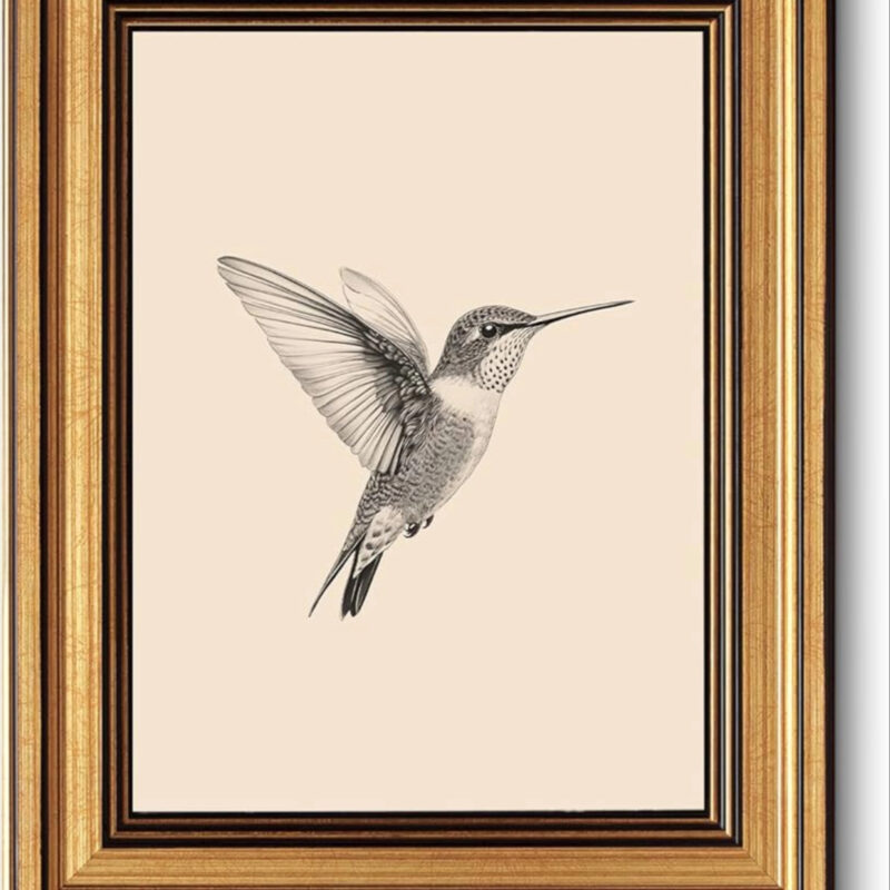 VIYYIEA Vintage Gold Framed Wall Art, Sketch Birds Canvas Painting, Cute but Exquisite Wall Decor...