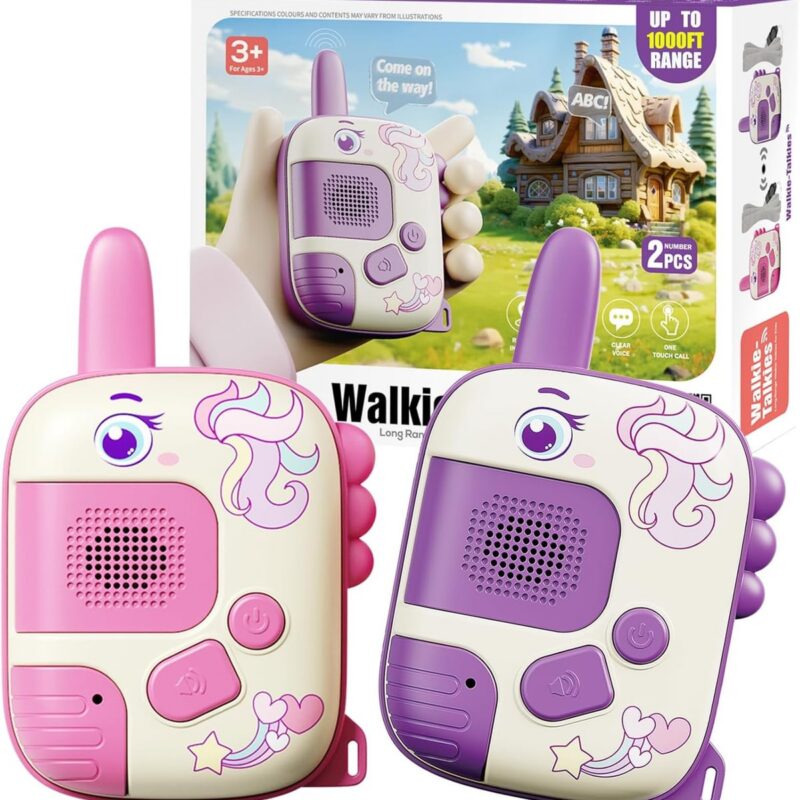 Walkie Talkies Toys for Girls:Unicorn Toys 2 Pack Birthday Gifts for 3 4 5-7 8 Year Old Girls Toy for 4 5 6 7 8-10 Year Old Camping Outdoor Game,Christmas Stocking Stuffers for Girls Kids