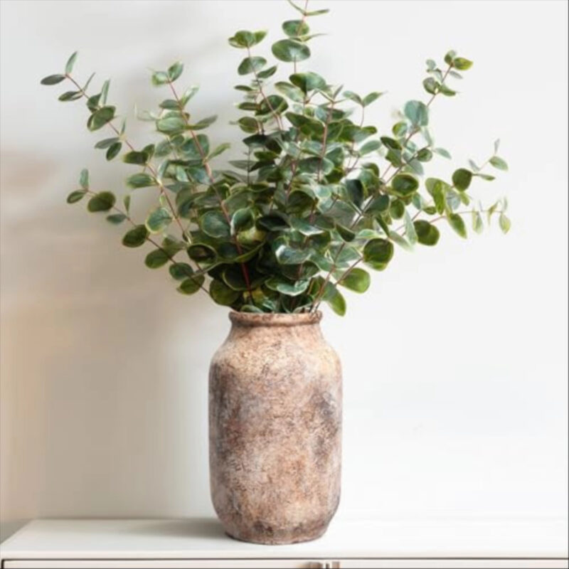 Wancetang Rustic Terracotta Vase, Farmhouse Ceramic Vase, Decorative Clay Vintage Vases for Home Decor, Living Room,Table, Shelf Decor, 9 inch, Brown