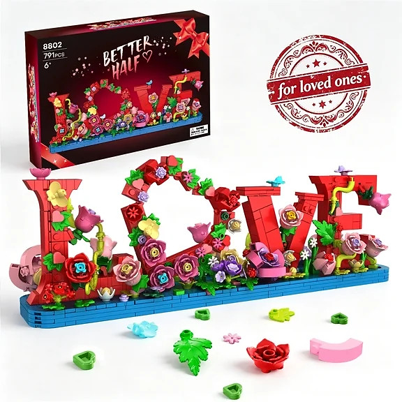 WIDELAND Flower Bouquet Building Kit for Adults Compatible with Lego, 756 Pieces Botanical Set wi...
