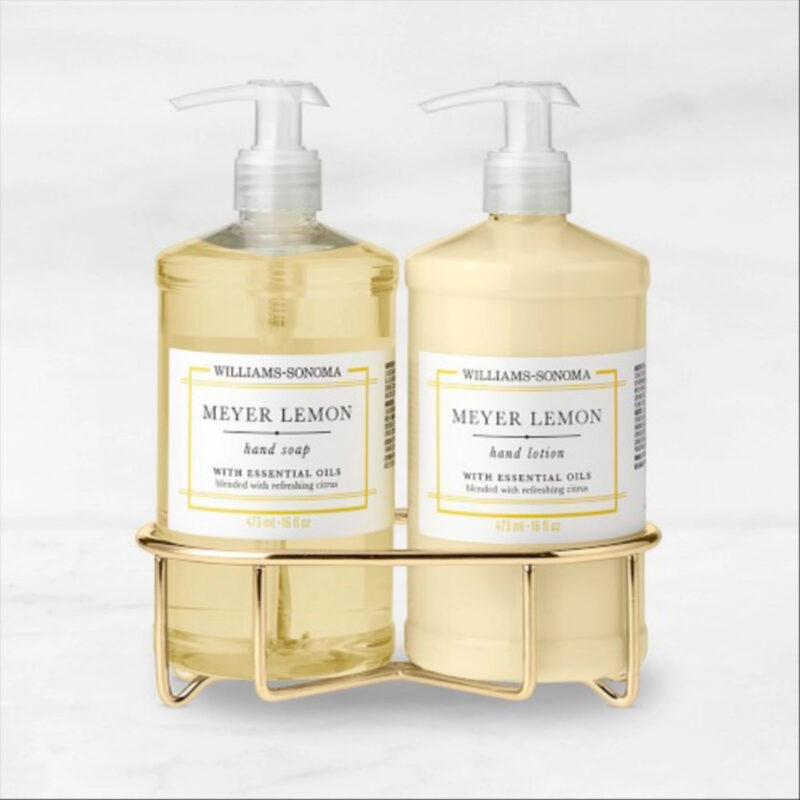Williams Sonoma Meyer Lemon Hand Soap & Lotion 3-Piece Kitchen Set, Classic, Gold