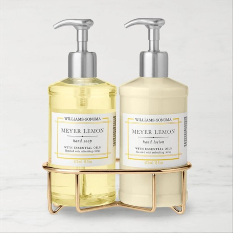 Williams Sonoma Meyer Lemon Hand Soap & Lotion 3-Piece Kitchen Set, Deluxe, Gold