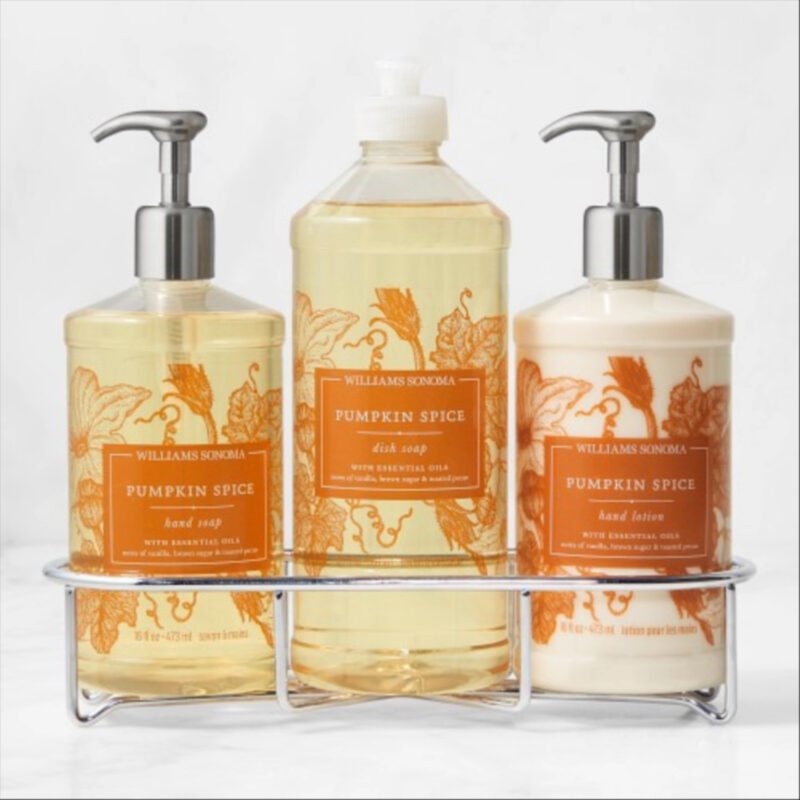 Williams Sonoma Pumpkin Spice Hand Soap, Hand Lotion and Dish Soap 4-Piece Set, Deluxe