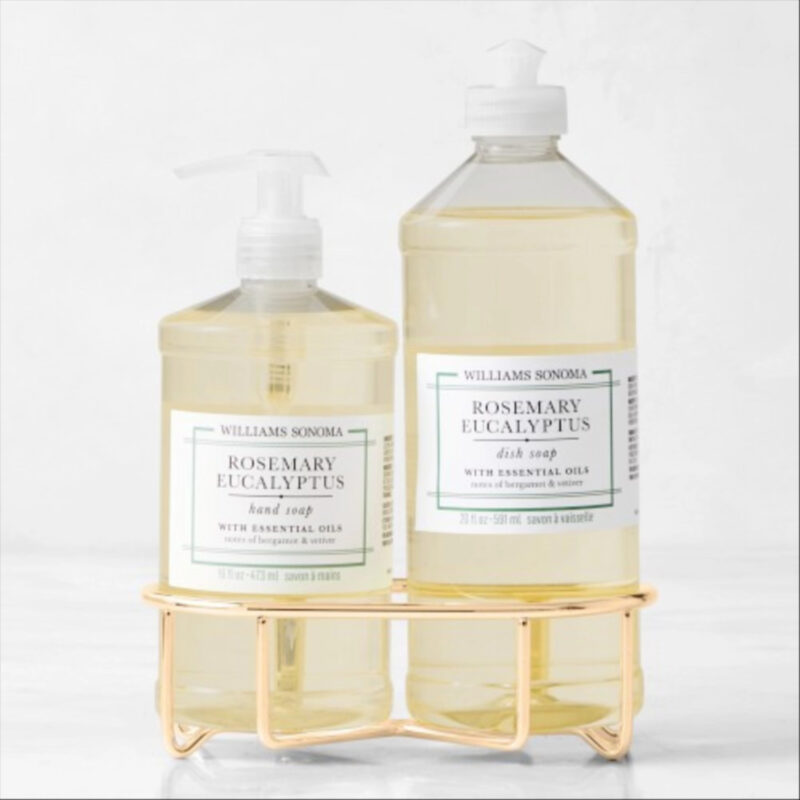 Williams Sonoma Rosemary Eucalyptus Hand Soap & Dish Soap 3-Piece Kitchen Set, Gold