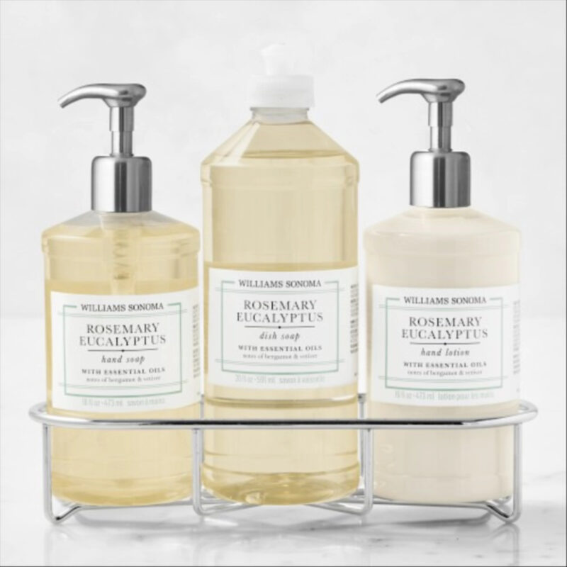 Williams Sonoma Rosemary Eucalyptus Hand Soap, Dish Soap & Lotion 4-Piece Kitchen Set, Deluxe