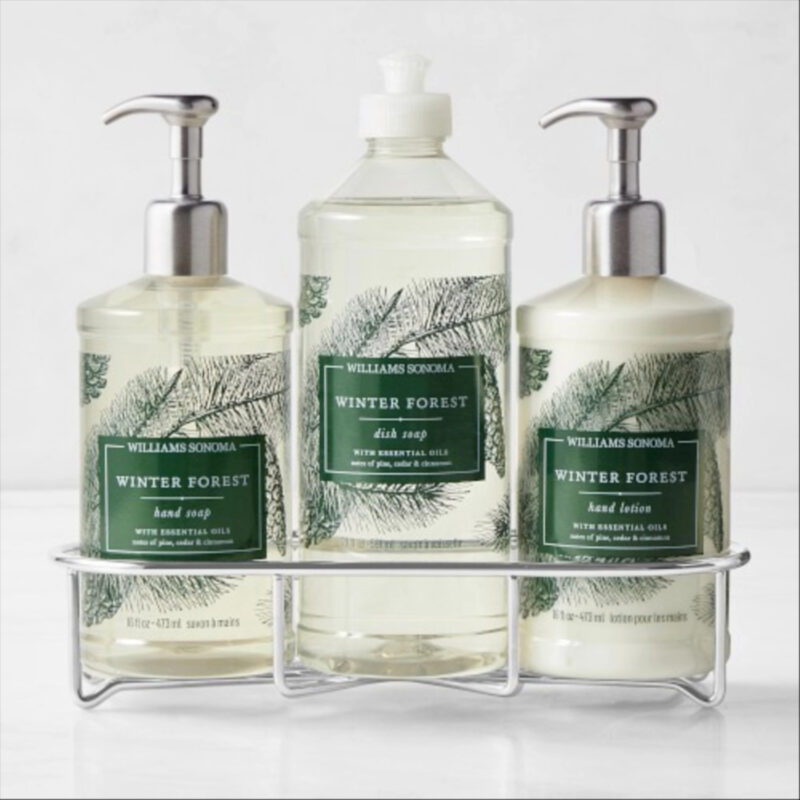 Williams Sonoma Winter Forest Hand Soap, Hand Lotion, Dish Soap, and Candle Kitchen Set, Deluxe