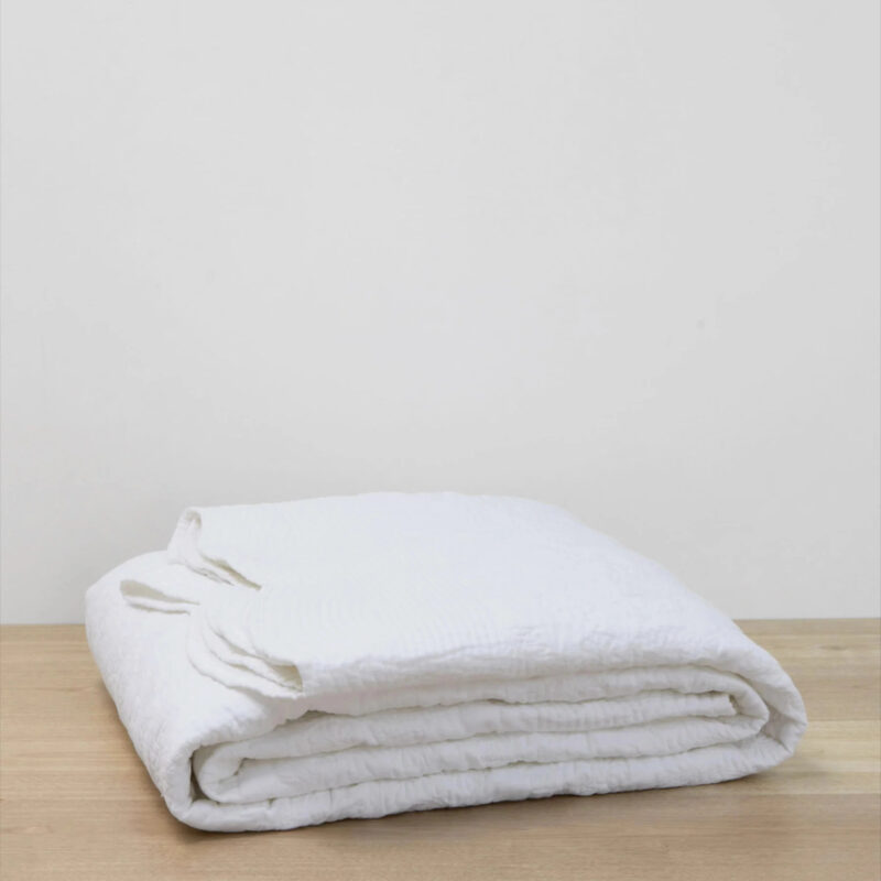 Willow Embroidered Quilt - White