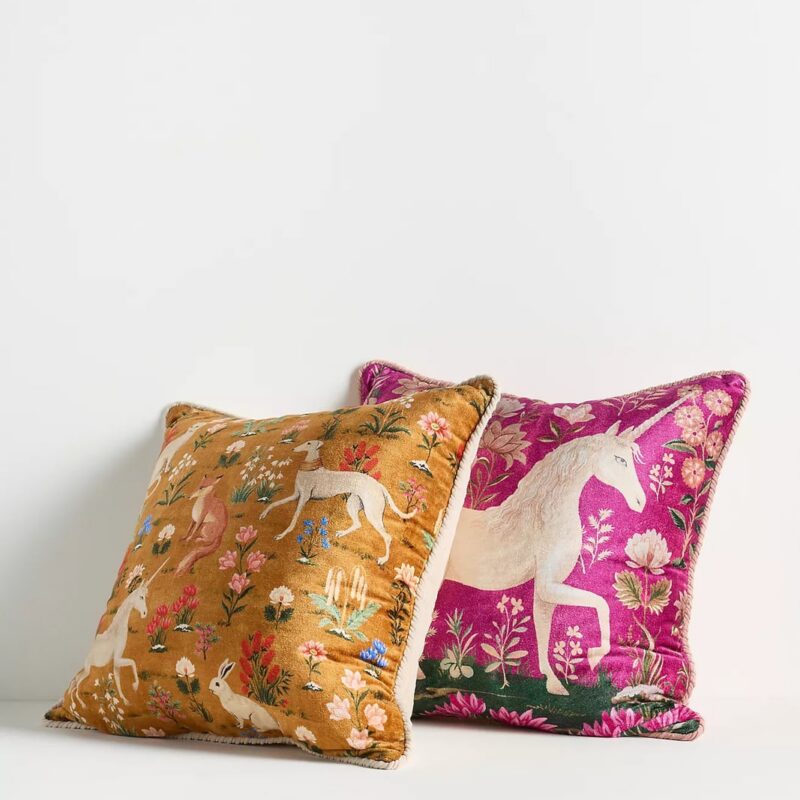 Winter Millefluers Printed Velvet Pillow