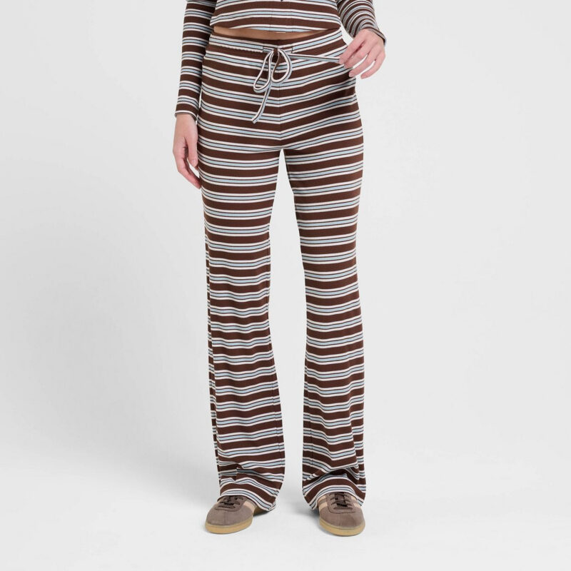 Women's dELiA*s Knit Pull-On Pants - Brown Striped M