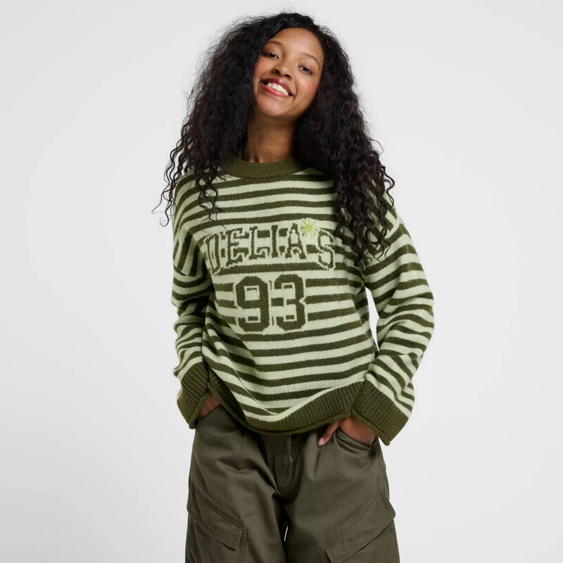 Women's dELiA*s Pullover Sweater - Green Striped 2X