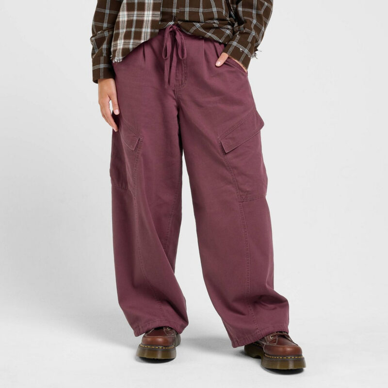 Women's dELiA*s Wide Leg Cargo Pants - Maroon XXS
