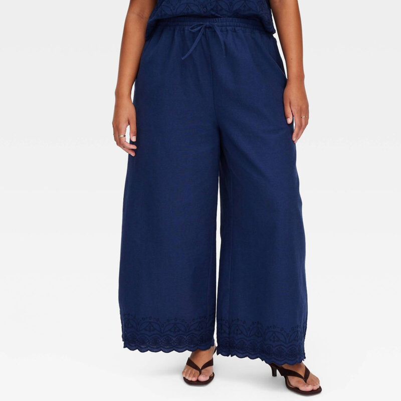 Women's Scalloped Hem Drawstring Pants Navy Blue - Roller Rabbit x Target  M