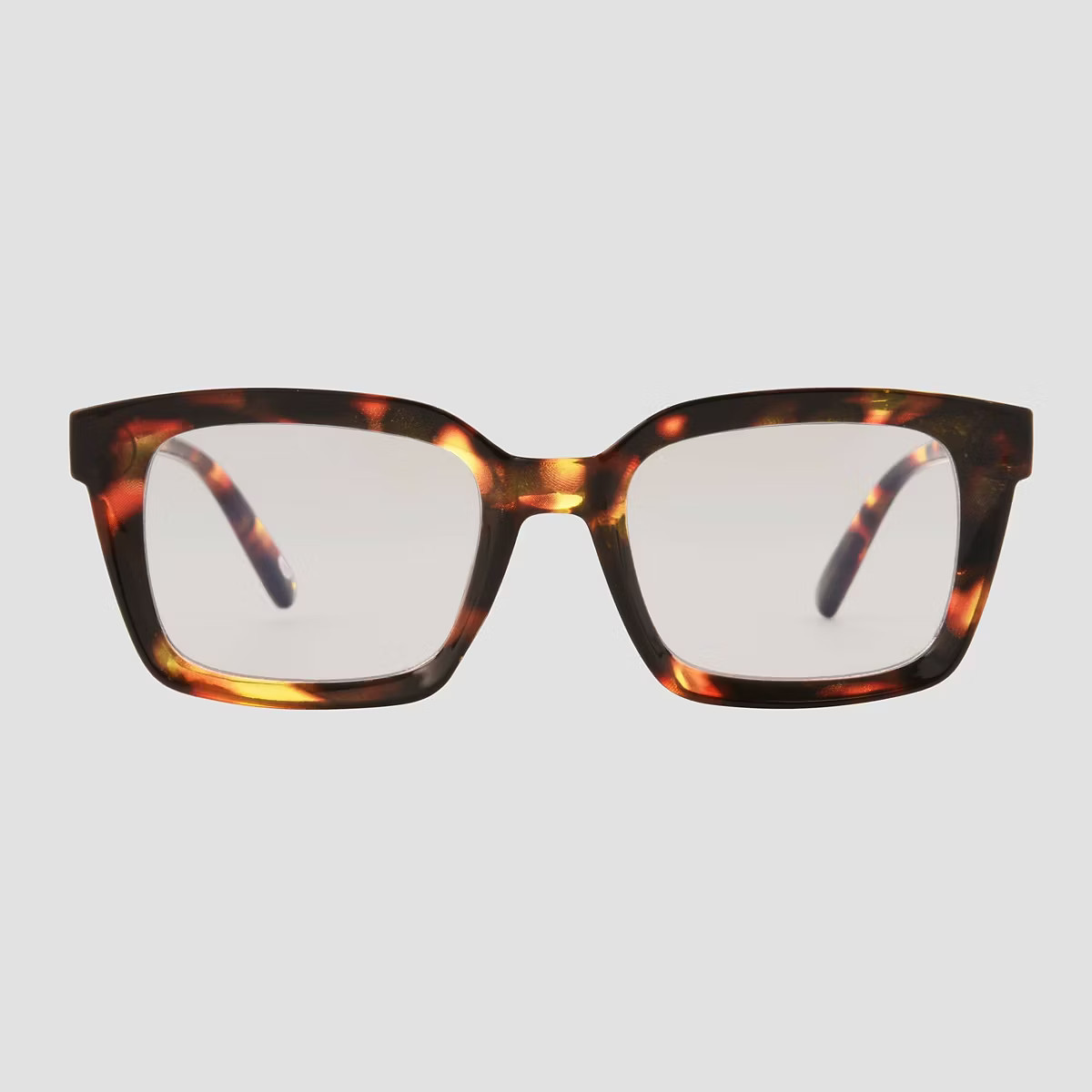 Women's Shiny Plastic Rectangle Blue Light Filtering Reading Glasses - Universal Thread™ Brown/...