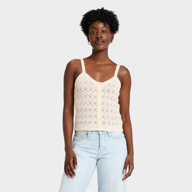 Women's Western Crafted Tank Top - Universal Thread™ Cream S