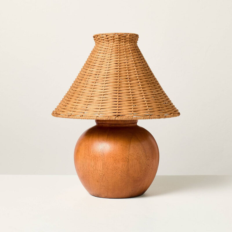 Wood Base with Rattan Shade Accent Table Lamp - Hearth & Hand™ with Magnolia