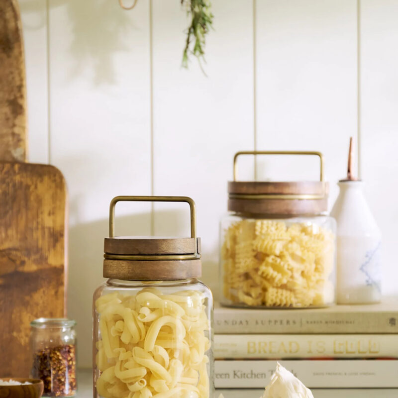 Wood with Antique Brass Canister magnolia