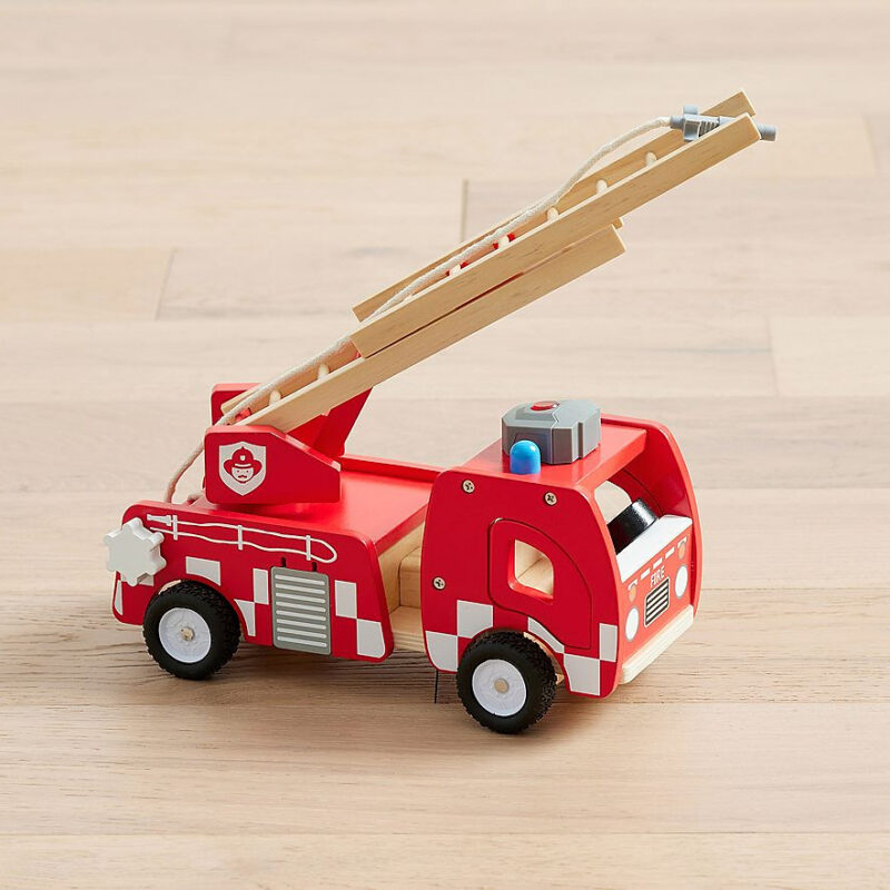 Wooden Light-Up Fire Truck Emergency Vehicle