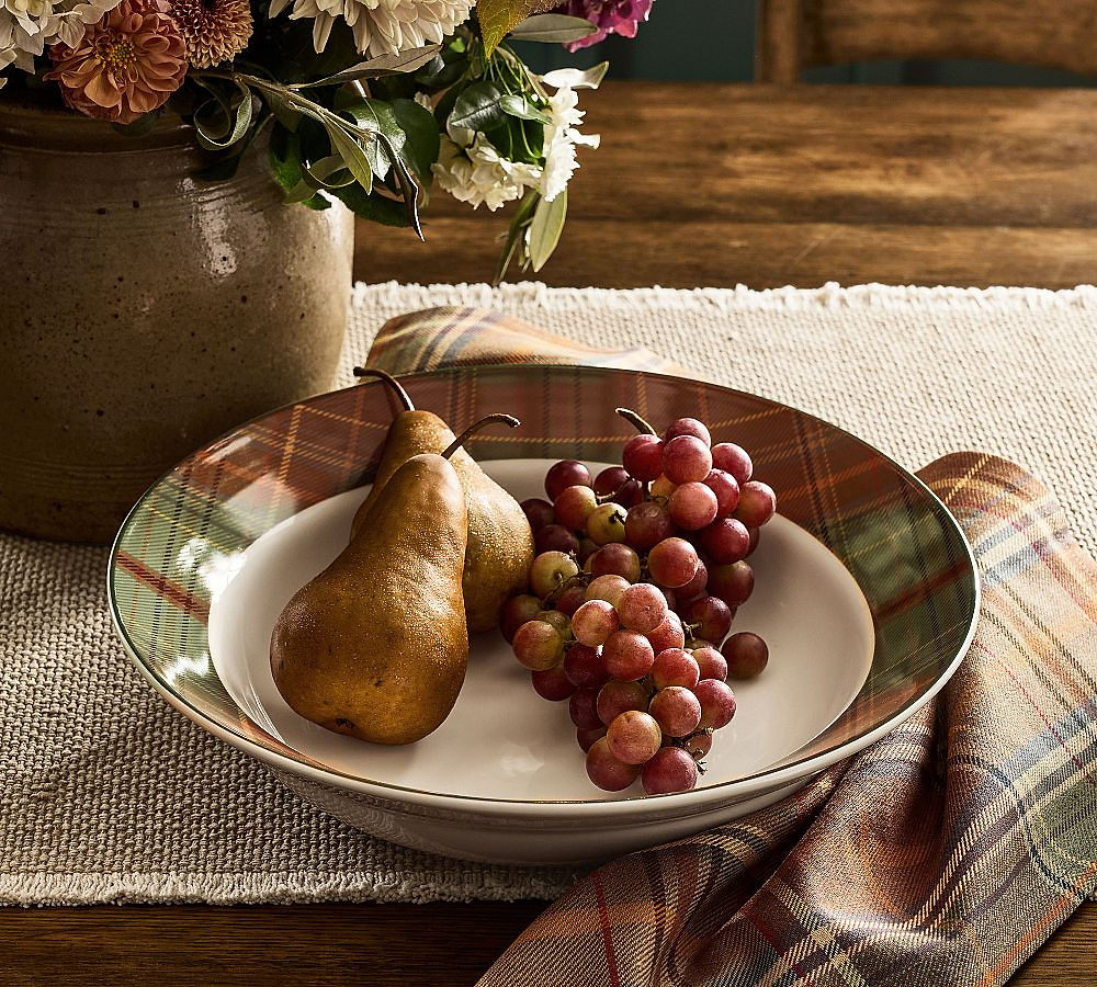 Woodrow Plaid Stoneware Serving Bowl