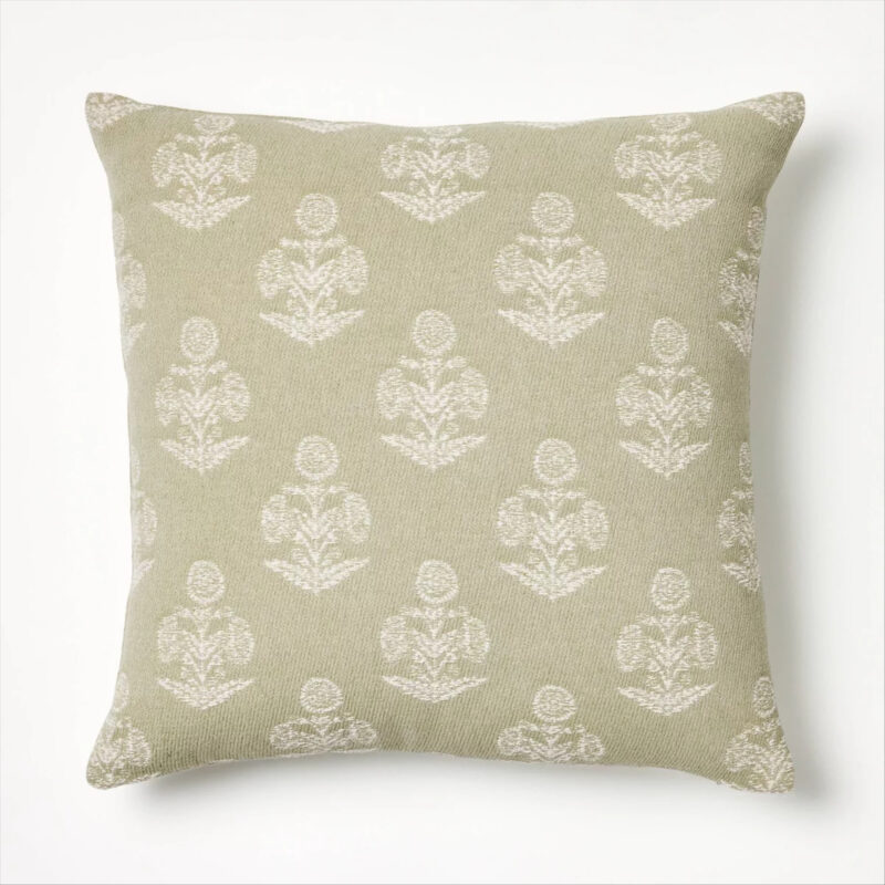 Woven Block Print Square Throw Pillow Light Sage/Cream - Threshold™ designed with Studio McGee:...