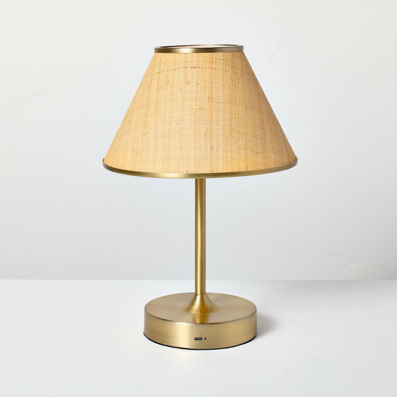 Woven Portable Table Lamp Brass (Includes LED Light Bulb) - Hearth & Hand™ with Magnolia