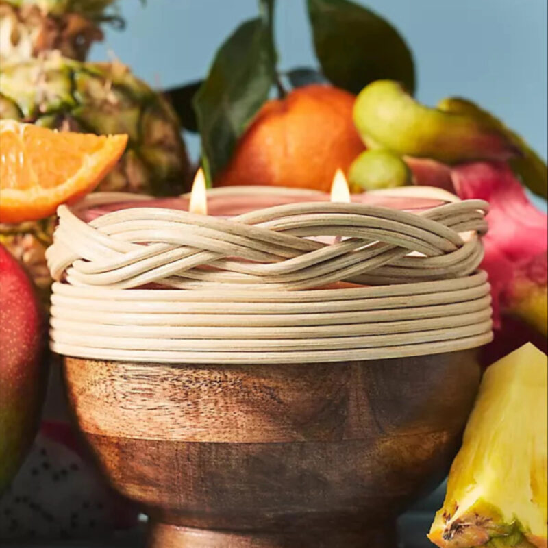 Woven Wood Fruity Dragon Fruit & Mango Glass Candle