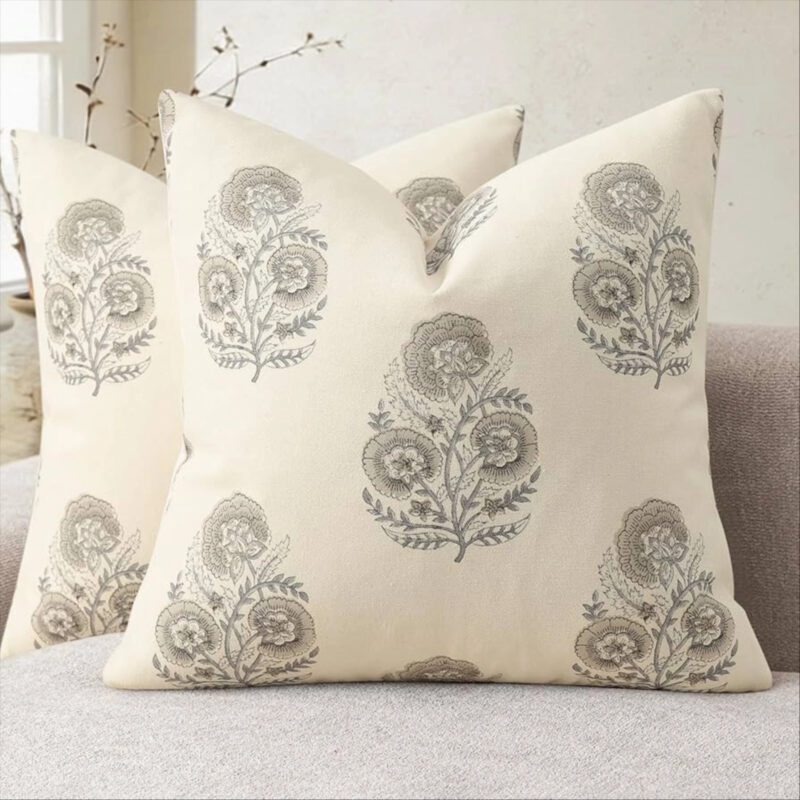 YCOLL Vintage Floral Print Pillow Covers 18x18 Set of 2 Patterned Accent Decorative Cushion Cover...