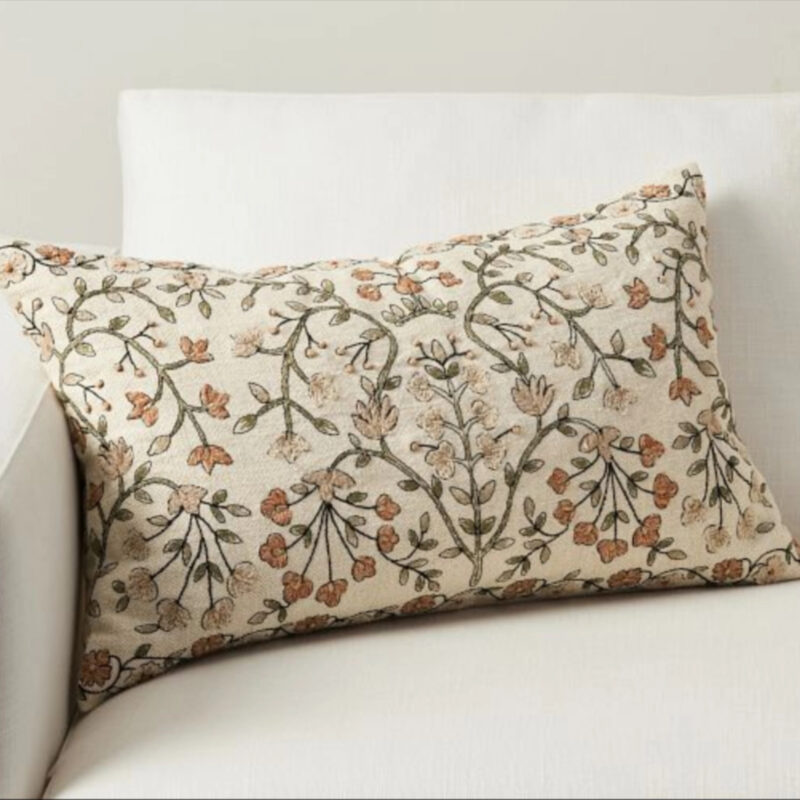 Zea Embroidered Lumbar Pillow