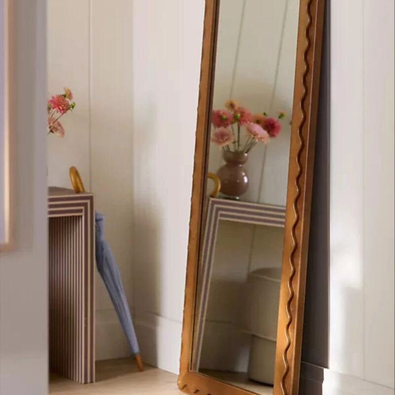 Ziggy Wood Scalloped Floor Mirror